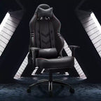 Silla gamer de cuero sintético a prueba de sudor con reposabrazos fijos, soporte lumbar y reposapiés doble