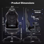 Silla gamer de cuero sintético a prueba de sudor con reposabrazos fijos, soporte lumbar y reposapiés doble