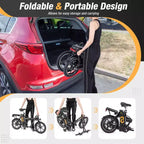 Bicicleta eléctrica plegable portátil Costway 16 con motor sin escobillas de 650 W de pico