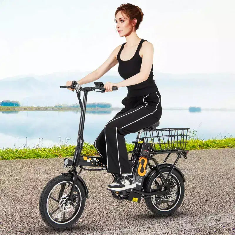 Bicicleta eléctrica plegable portátil Costway 16 con motor sin escobillas de 650 W de pico