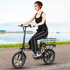 Bicicleta eléctrica plegable portátil Costway 16 con motor sin escobillas de 650 W de pico