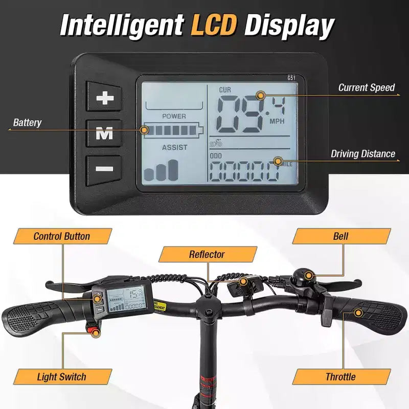 Bicicleta eléctrica plegable portátil Costway 16 con motor sin escobillas de 650 W de pico