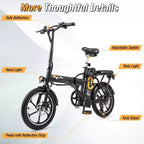Bicicleta eléctrica plegable portátil Costway 16 con motor sin escobillas de 650 W de pico