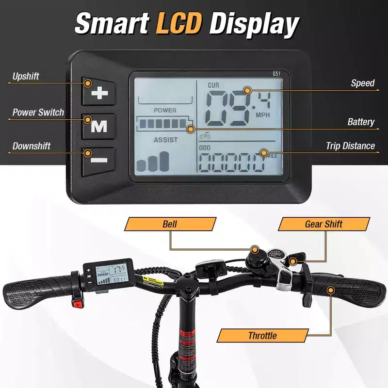 Bicicleta de montaña eléctrica plegable Costway para adultos con neumáticos gruesos de 20", motor sin escobillas de 750 W, 54 V 13 Ah UL2849