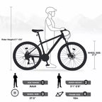 Bicicleta de montaña de 27,5 pulgadas, cuadro de aleación de aluminio, 21 velocidades, para ciudad, montaña, con frenos de disco dobles y horquilla de suspensión para mujeres y hombres