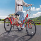 Triciclo plegable VEVOR para adultos, triciclo plegable para adultos de 24 pulgadas, bicicleta cruiser de 3 ruedas de acero al carbono con cesta grande y asiento ajustable