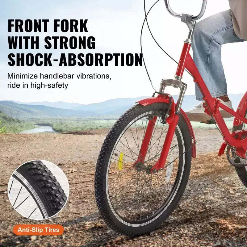 Triciclo plegable VEVOR para adultos, triciclo plegable para adultos de 24 pulgadas, bicicleta cruiser de 3 ruedas de acero al carbono con cesta grande y asiento ajustable