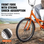 VEVOR Triciclo Plegable para Adultos, Triciclos Plegables para Adultos de 20 Pulgadas, Bicicleta Crucero de 3 Ruedas de Aleación de Aluminio Ligera con Cesta Trasera Grande