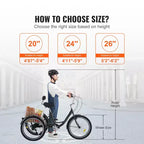 VEVOR Triciclo para Adultos, Bicicleta de 7 Velocidades para Adultos, Bicicleta de Tres Ruedas de 24 Pulgadas, Bicicleta Crucero de Acero al Carbono con Cesta y Asiento Ajustable