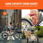 VEVOR Triciclo para Adultos, Bicicleta de 7 Velocidades para Adultos, Bicicleta de Tres Ruedas de 24 Pulgadas, Bicicleta Crucero de Acero al Carbono con Cesta y Asiento Ajustable