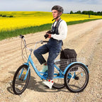 VEVOR Triciclos para adultos, bicicleta de 7 velocidades, triciclos para adultos, bicicletas de tres ruedas de 20 pulgadas, bicicleta de crucero de acero al carbono con cesta y asiento ajustable