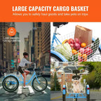 VEVOR Bicicleta Triciclo para Adultos, Bicicleta de Tres Ruedas de 24 Pulgadas, Triciclos de 3 Ruedas, Bicicleta Cruiser de Acero al Carbono con Cesta y Asiento Ajustable