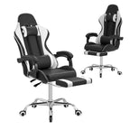 Silla de Juego Reclinable VECELO, Silla de Juego Ergonómica de Piel Sintética con Altura Ajustable, Reposapiés y Soporte Lumbar, Negra
