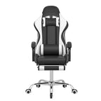 Silla de Juego Reclinable VECELO, Silla de Juego Ergonómica de Piel Sintética con Altura Ajustable, Reposapiés y Soporte Lumbar, Negra