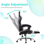 Silla de Juego Reclinable VECELO, Silla de Juego Ergonómica de Piel Sintética con Altura Ajustable, Reposapiés y Soporte Lumbar, Negra