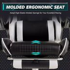 Silla de Juego Reclinable VECELO, Silla de Juego Ergonómica de Piel Sintética con Altura Ajustable, Reposapiés y Soporte Lumbar, Negra
