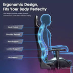 Silla ergonómica para videojuegos Douxlife con masaje de 7 puntos, reposapiés y reposabrazos ajustables, color negro y gris