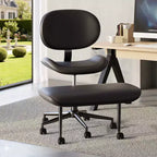 Silla de oficina Pinmoco sin brazos, con patas cruzadas, asiento extra ancho, diseño giratorio 360°, silla de escritorio ergonómica para oficina en casa, juegos y meditación