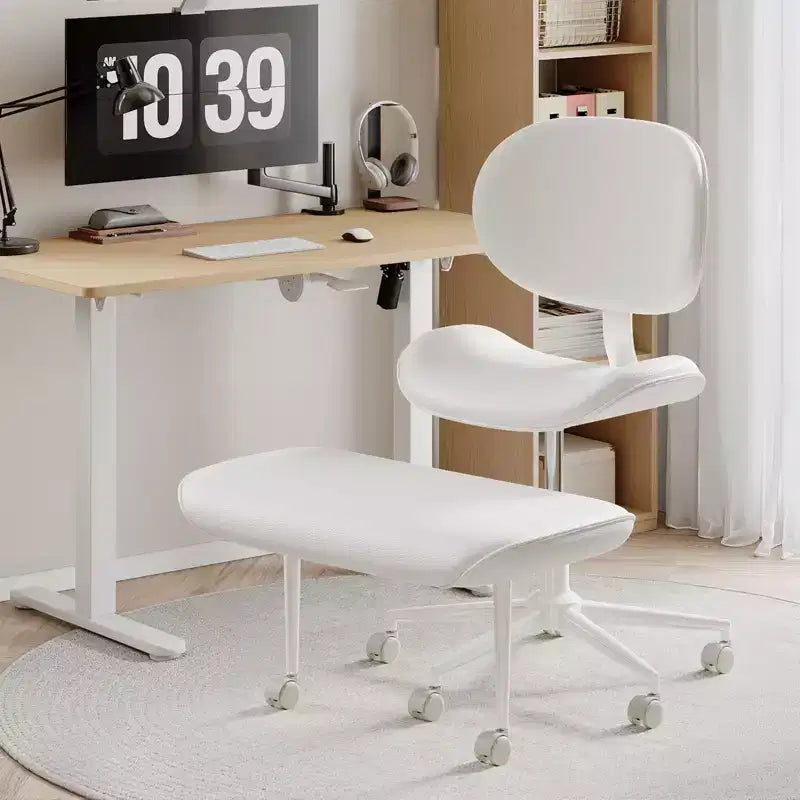 Silla de oficina Pinmoco sin brazos, con patas cruzadas, asiento extra ancho, diseño giratorio 360°, silla de escritorio ergonómica para oficina en casa, juegos y meditación