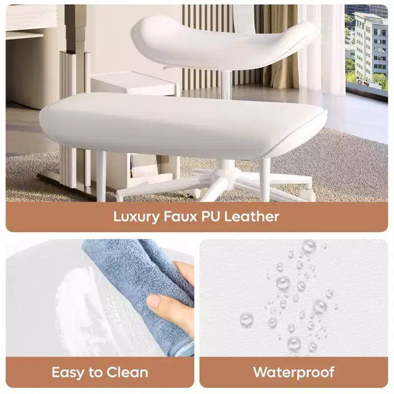 Silla de oficina Pinmoco sin brazos, con patas cruzadas, asiento extra ancho, diseño giratorio 360°, silla de escritorio ergonómica para oficina en casa, juegos y meditación