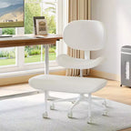 Silla de oficina Pinmoco sin brazos, con patas cruzadas, asiento extra ancho, diseño giratorio 360°, silla de escritorio ergonómica para oficina en casa, juegos y meditación
