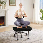 Silla de oficina Pinmoco sin brazos, con patas cruzadas, asiento extra ancho, diseño giratorio 360°, silla de escritorio ergonómica para oficina en casa, juegos y meditación