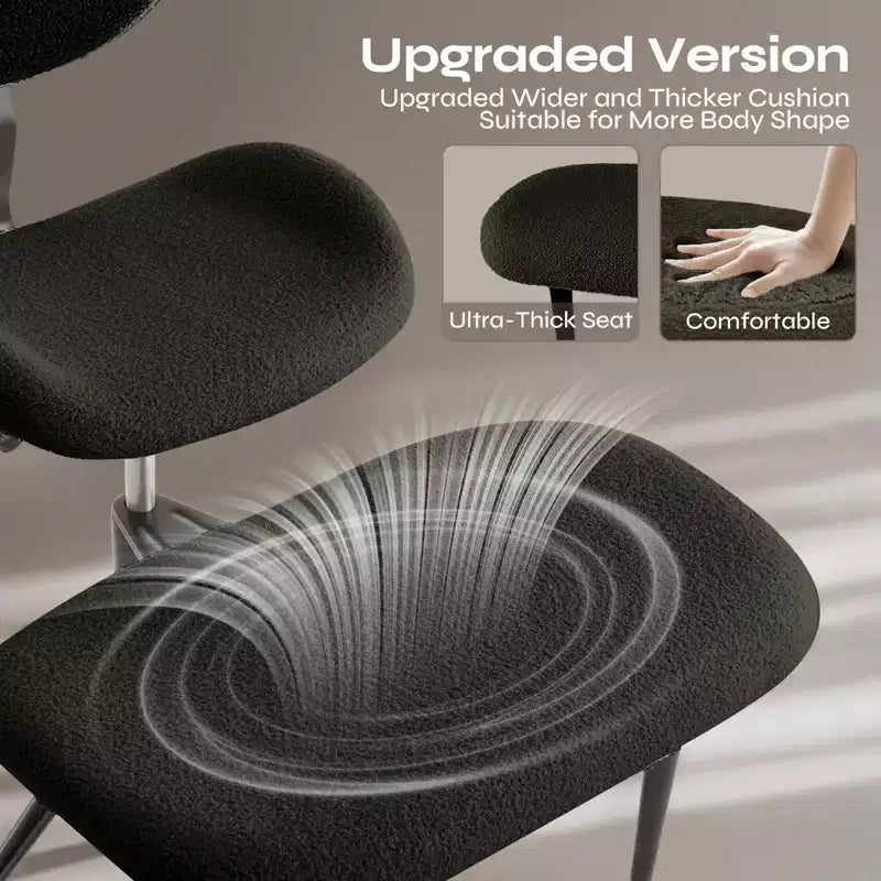 Silla de oficina Pinmoco sin brazos, con patas cruzadas, asiento extra ancho, diseño giratorio 360°, silla de escritorio ergonómica para oficina en casa, juegos y meditación