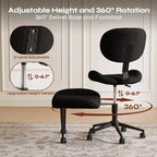 Silla de oficina Pinmoco sin brazos, con patas cruzadas, asiento extra ancho, diseño giratorio 360°, silla de escritorio ergonómica para oficina en casa, juegos y meditación
