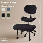 Silla de oficina Pinmoco sin brazos, con patas cruzadas, asiento extra ancho, diseño giratorio 360°, silla de escritorio ergonómica para oficina en casa, juegos y meditación