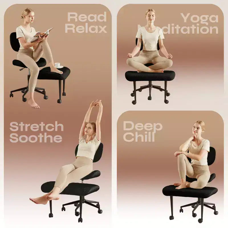 Silla de oficina Pinmoco sin brazos, con patas cruzadas, asiento extra ancho, diseño giratorio 360°, silla de escritorio ergonómica para oficina en casa, juegos y meditación