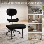 Silla de oficina Pinmoco sin brazos, con patas cruzadas, asiento extra ancho, diseño giratorio 360°, silla de escritorio ergonómica para oficina en casa, juegos y meditación