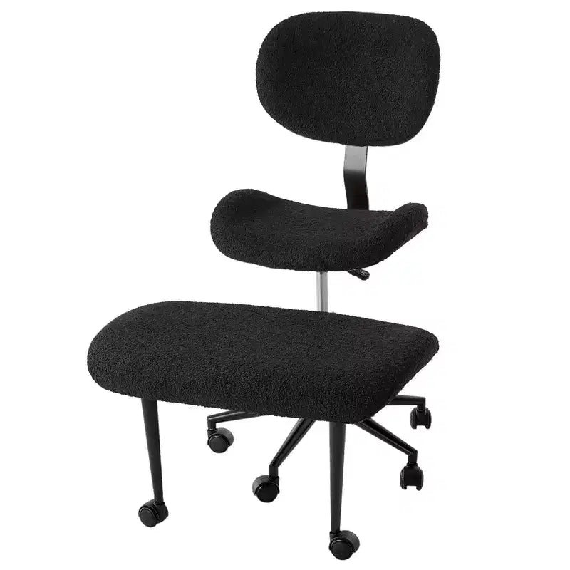 Silla de oficina Pinmoco sin brazos, con patas cruzadas, asiento extra ancho, diseño giratorio 360°, silla de escritorio ergonómica para oficina en casa, juegos y meditación