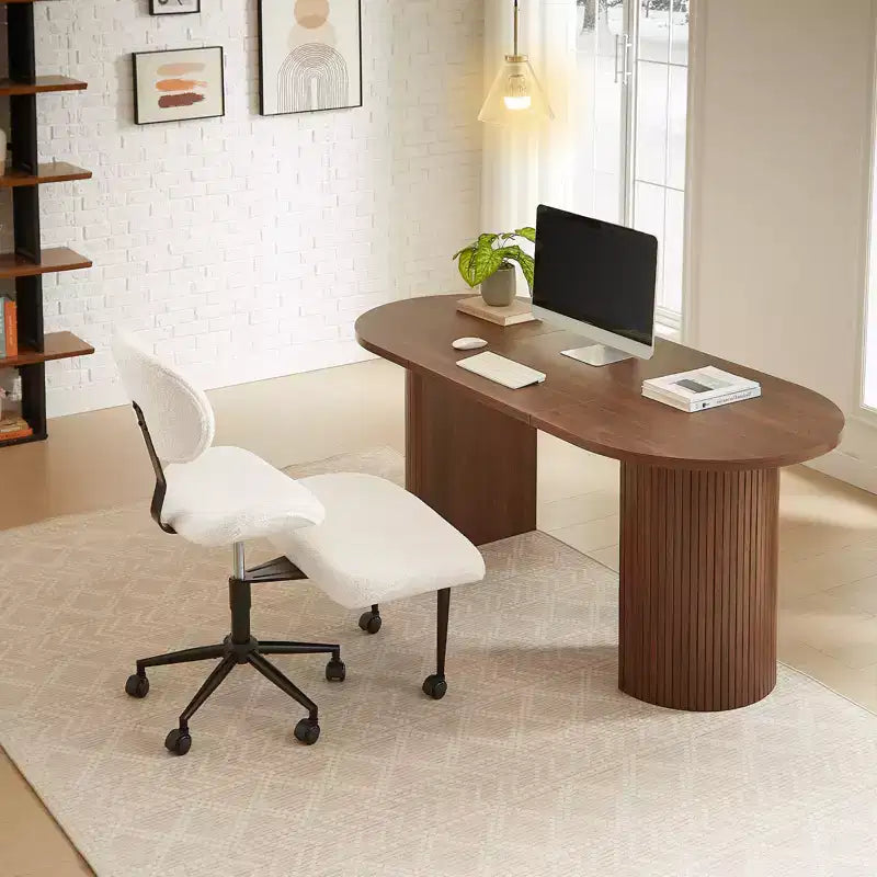 Silla de oficina Pinmoco sin brazos, con patas cruzadas, asiento extra ancho, diseño giratorio 360°, silla de escritorio ergonómica para oficina en casa, juegos y meditación