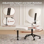 Silla de oficina Pinmoco sin brazos, con patas cruzadas, asiento extra ancho, diseño giratorio 360°, silla de escritorio ergonómica para oficina en casa, juegos y meditación