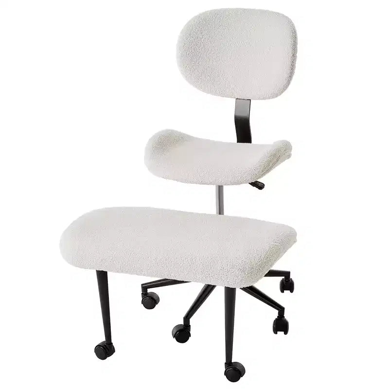 Silla de oficina Pinmoco sin brazos, con patas cruzadas, asiento extra ancho, diseño giratorio 360°, silla de escritorio ergonómica para oficina en casa, juegos y meditación