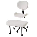 Silla de oficina Pinmoco sin brazos, con patas cruzadas, asiento extra ancho, diseño giratorio 360°, silla de escritorio ergonómica para oficina en casa, juegos y meditación