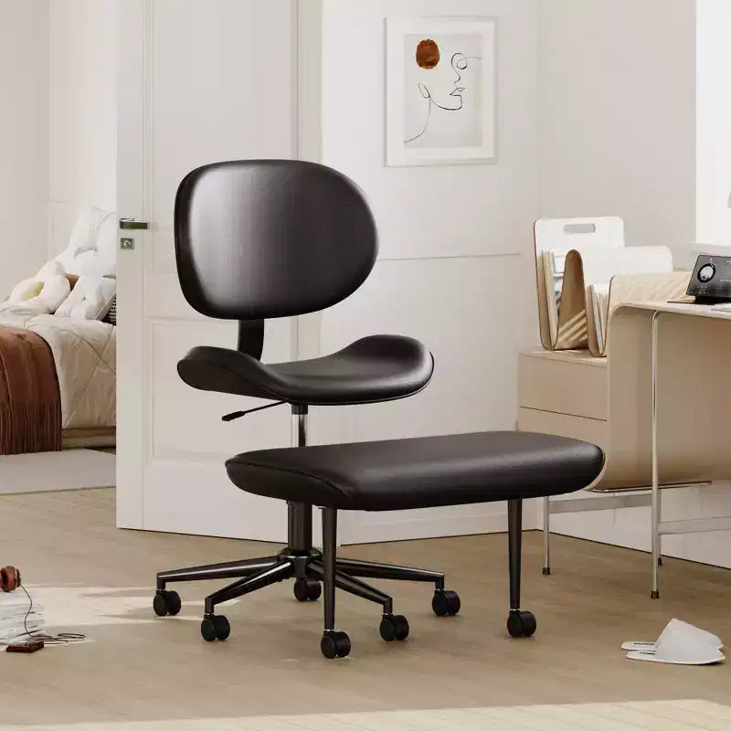 Silla de oficina Pinmoco sin brazos, con patas cruzadas, asiento extra ancho, diseño giratorio 360°, silla de escritorio ergonómica para oficina en casa, juegos y meditación