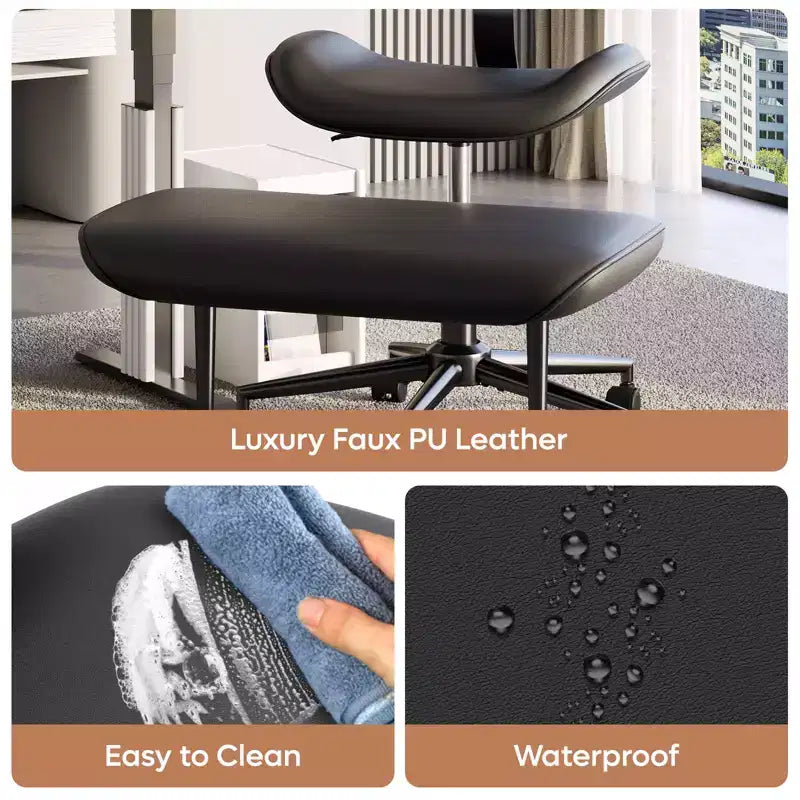 Silla de oficina Pinmoco sin brazos, con patas cruzadas, asiento extra ancho, diseño giratorio 360°, silla de escritorio ergonómica para oficina en casa, juegos y meditación