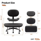 Silla de oficina Pinmoco sin brazos, con patas cruzadas, asiento extra ancho, diseño giratorio 360°, silla de escritorio ergonómica para oficina en casa, juegos y meditación