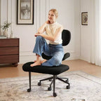 Silla de oficina Pinmoco sin brazos, con patas cruzadas, asiento extra ancho, diseño giratorio 360°, silla de escritorio ergonómica para oficina en casa, juegos y meditación