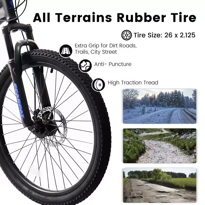 Robusto cuadro de acero para adultos, para ir al trabajo, viajar y ciclismo todoterreno