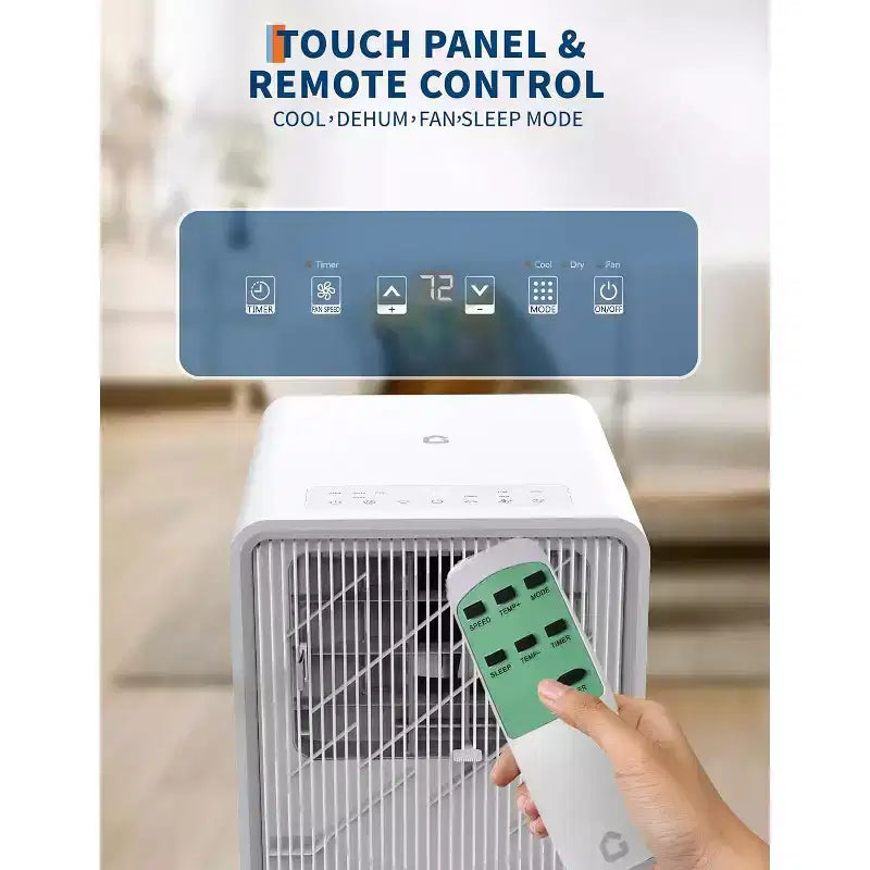 Acondicionador de aire portátil Garvee de 14000 BTU, panel de control fácil y moderno en blanco, enfriamiento de bajo consumo para habitaciones grandes y oficinas en casa