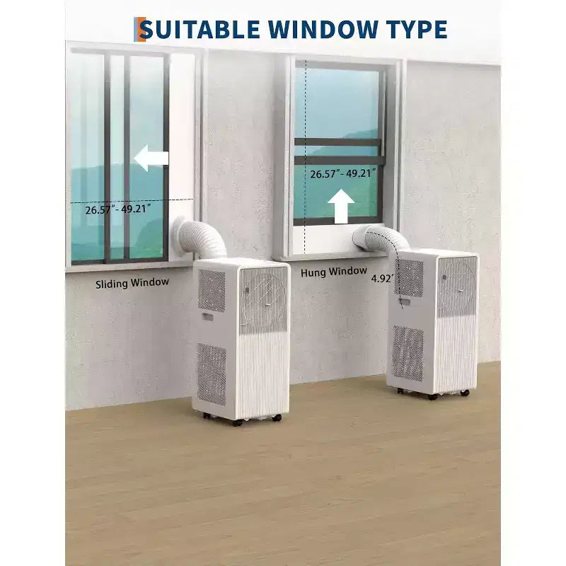 Acondicionador de aire portátil Garvee de 14000 BTU, panel de control fácil y moderno en blanco, enfriamiento de bajo consumo para habitaciones grandes y oficinas en casa