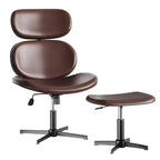 Sillón giratorio de oficina Bestier con otomana, silla reclinable de escritorio con respaldo alto y reposacabezas ajustables, silla de juegos ergonómica de PU para ordenador