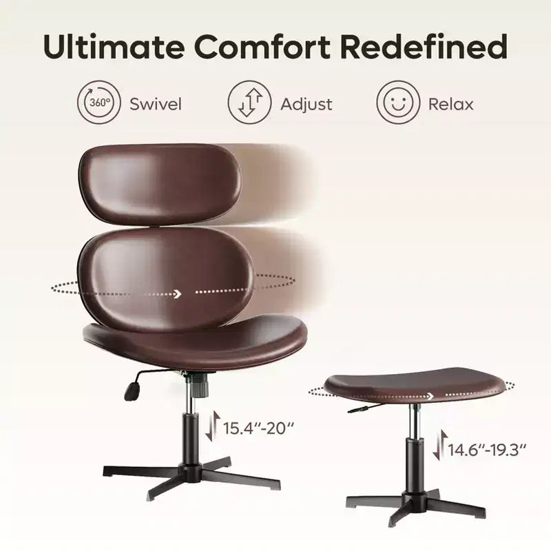 Sillón giratorio de oficina Bestier con otomana, silla reclinable de escritorio con respaldo alto y reposacabezas ajustables, silla de juegos ergonómica de PU para ordenador