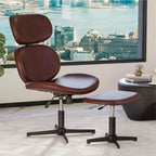 Sillón giratorio de oficina Bestier con otomana, silla reclinable de escritorio con respaldo alto y reposacabezas ajustables, silla de juegos ergonómica de PU para ordenador