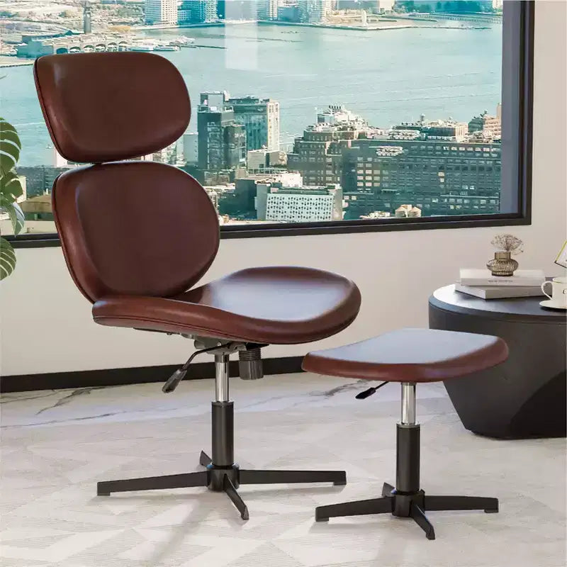 Sillón giratorio de oficina Bestier con otomana, silla reclinable de escritorio con respaldo alto y reposacabezas ajustables, silla de juegos ergonómica de PU para ordenador