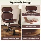 Sillón giratorio de oficina Bestier con otomana, silla reclinable de escritorio con respaldo alto y reposacabezas ajustables, silla de juegos ergonómica de PU para ordenador