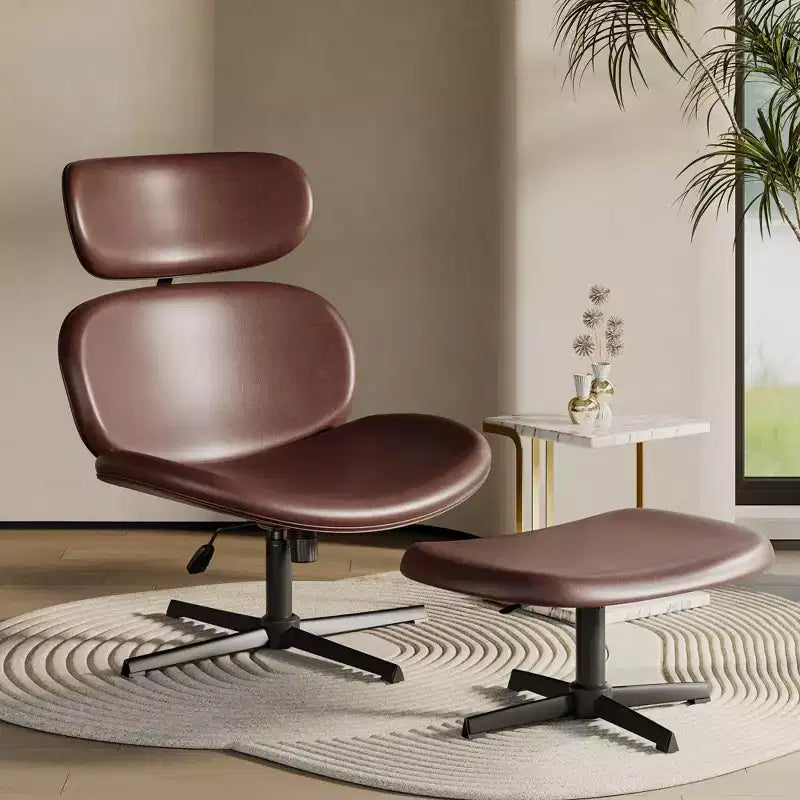 Sillón giratorio de oficina Bestier con otomana, silla reclinable de escritorio con respaldo alto y reposacabezas ajustables, silla de juegos ergonómica de PU para ordenador