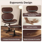 Sillón giratorio de oficina Bestier con otomana, silla reclinable de escritorio con respaldo alto y reposacabezas ajustables, silla de juegos ergonómica de PU para ordenador